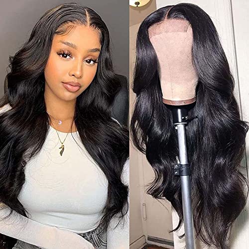 VTAOZI 24 Inch Brazilian Virgin Human Hair Wigs - 150% Density Body Wave Lace Front Wigs with 4x4 Lace Closure for Black Women | Pre-Plucked with Baby Hair, Natural Black Color | Perfect for Daily Wear, Special Occasions & Protective Styling