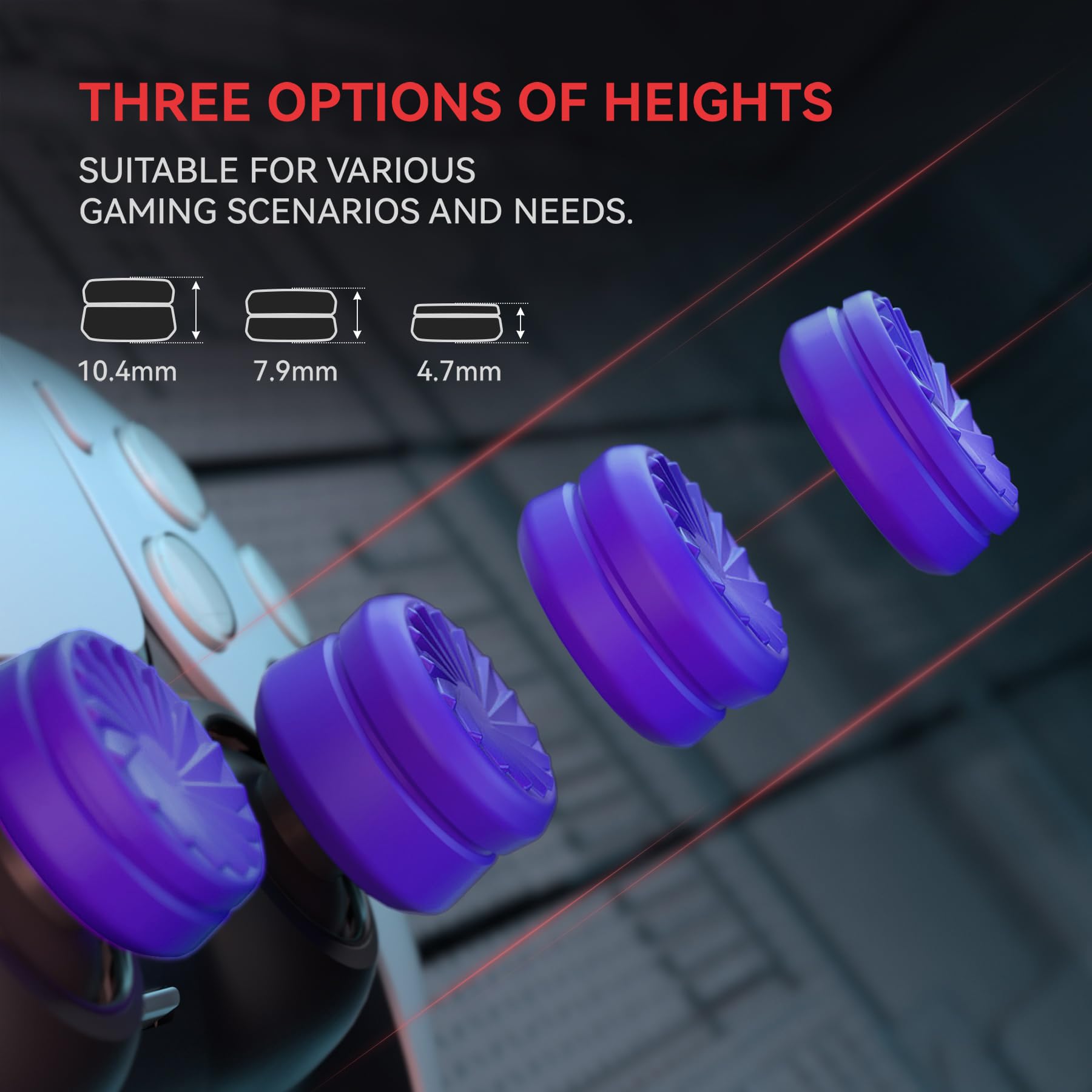 PlayVital Thumb Grip Cushion Caps for PS5/PS4, Xbox Series X/S/One, Switch Pro & Elite Series 2 Controllers - 3 Pairs, Purple - Enhance Gaming Comfort for Long Sessions