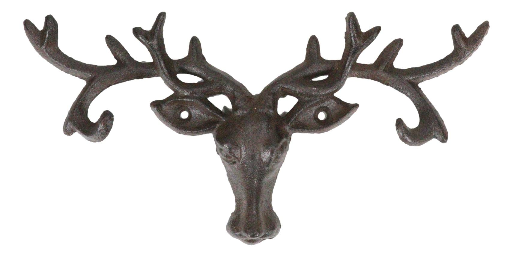 Vintage Western Rustic Stag Deer Wall Hook with Crown Antlers - Cast Iron Multi-Purpose Hanger for Keys, Scarves, Pet Leashes & Home Decor - Perfect for Cabin, Lodge, or Farmhouse Style Rooms