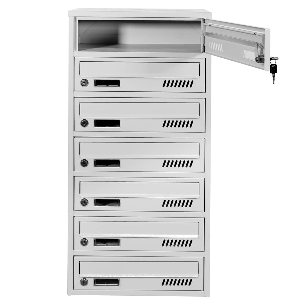 Wall-Mounted Euro GLM 7 Mailbox System with RAL 7035 Finish & Numbering - 7 Mail Slots for Letters & Correspondence - Perfect for Apartments, Condos & Residential Buildings