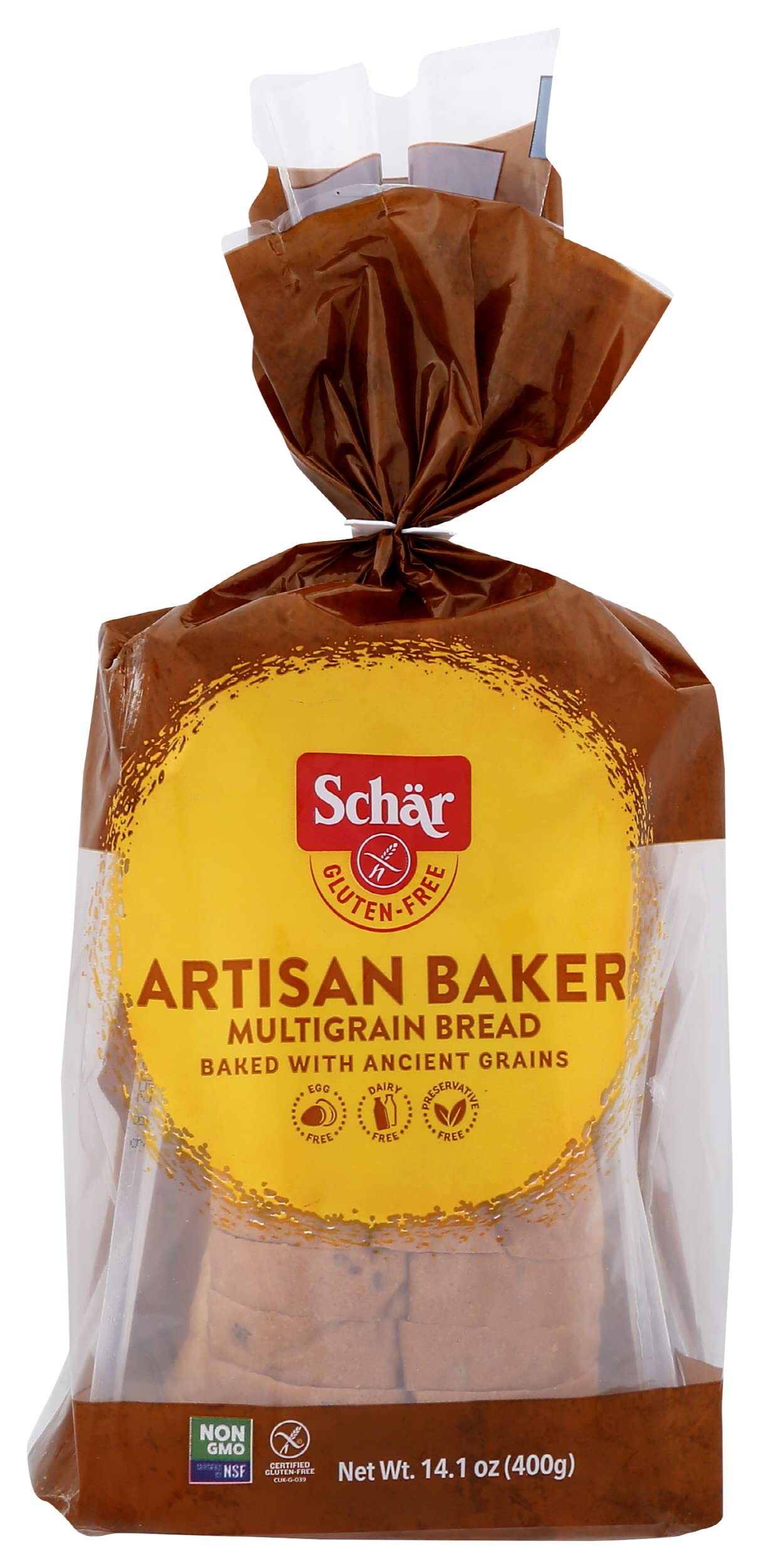 Schar Artisan Multigrain Gluten Free Bread - 14.1 oz (400g) | Certified Gluten-Free, Non-GMO, Vegan | Perfect for Sandwiches, Toast & Healthy Snacking