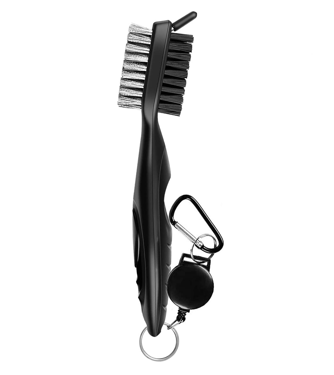 **2-in-1 Golf Club Cleaner Brush – Dual-Sided Nylon & Steel Bristles with Aluminum Carabiner for Golf Shoes – Perfect for On-Course Cleaning & Gear Maintenance**