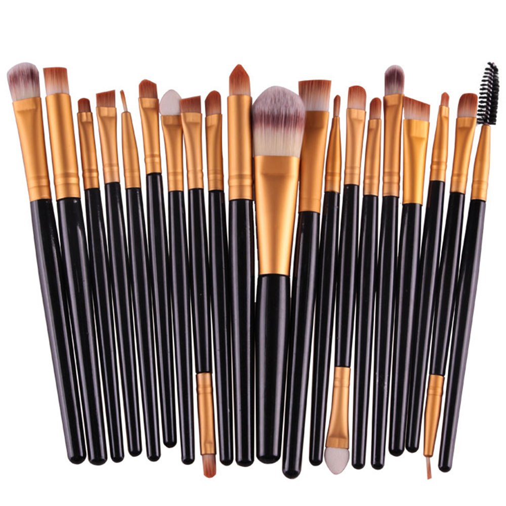 20-Piece Professional Makeup Brush Set - Powder, Foundation, Eyeshadow, Eyeliner & Lip Brushes - Premium Cosmetic Brush Kit (Black) - Perfect for Makeup Artists, Beginners & Travel Beauty Essentials