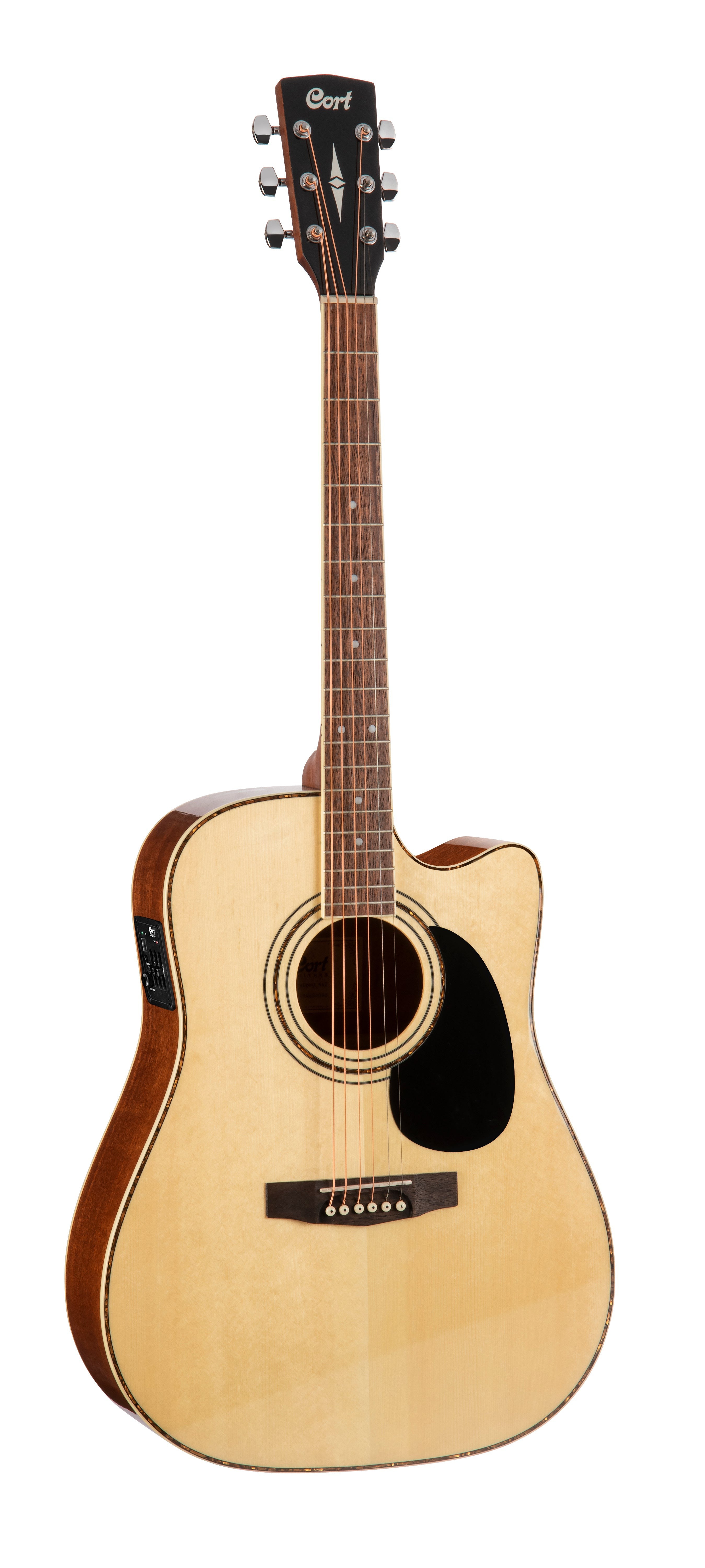 Cort AD880CE LH NS Left-Handed Dreadnought Cutaway Acoustic Guitar - Perfect for Left-Handed Musicians & Live Performances