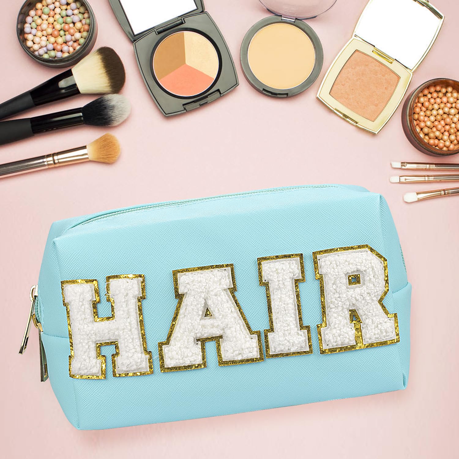 Stylish Preppy Makeup Bag & Skincare Organizer - PU Leather Waterproof Travel Toiletry Bag for Women & Girls | Perfect for Travel, Gym, and Daily Essentials Storage