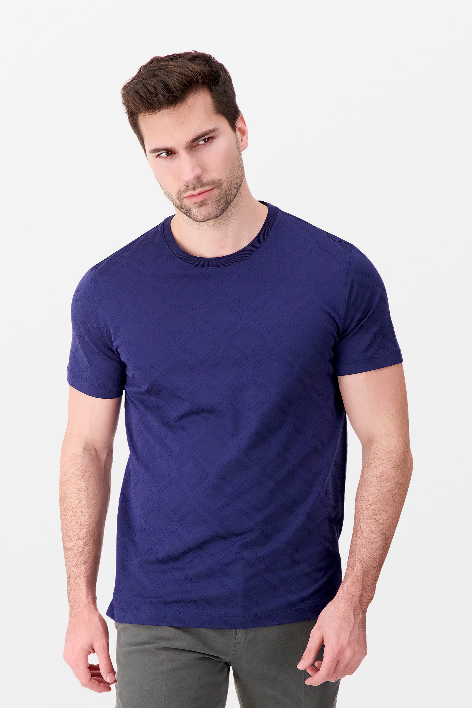 Billionaire Dark Blue Short Sleeve Statement T-Shirt for Men - Trendy Casual Streetwear for Everyday Wear & Social Events