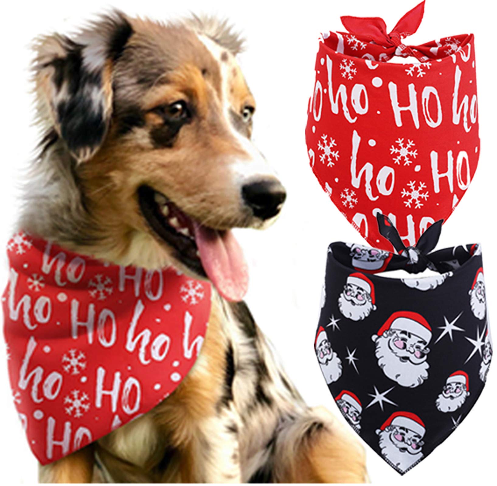 BoomBone 2 Pack Christmas Dog Bandanas - Festive Triangle Pet Bibs & Scarves for Medium to Large Dogs - Perfect for Holiday Photos, Parties & Seasonal Outfits