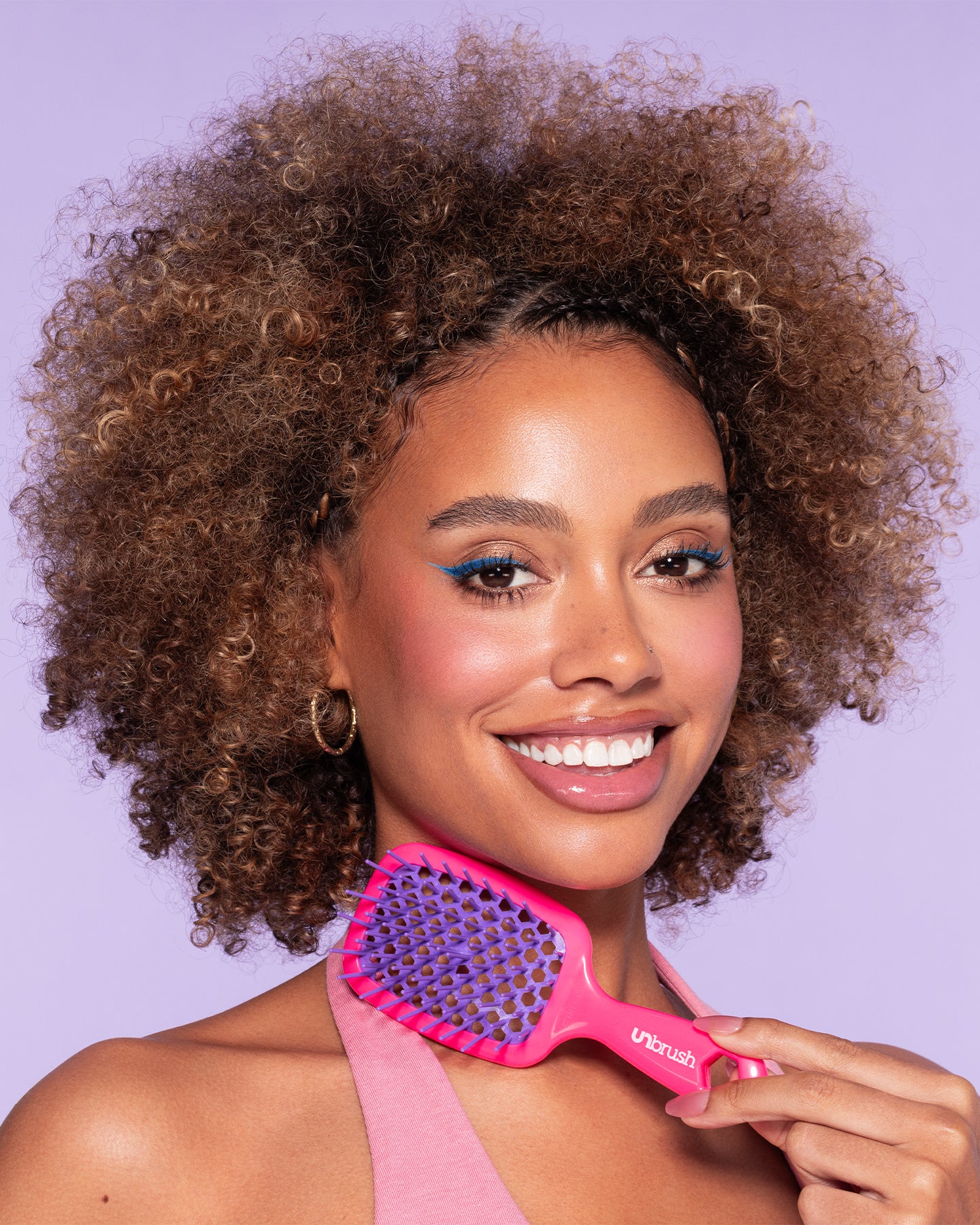 UNbrush Detangling Hair Brush Mini - Neon Pink Burst for Kids & Travel | Pain-Free Knot Remover for Wet & Dry Hair | Compact Hairbrush for On-the-Go Styling