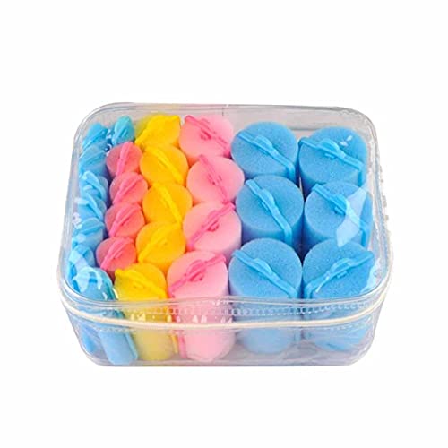EEKLSJ 27-Piece Sponge Hair Rollers Set - 5 Sizes Soft Foam Curlers for Voluminous Curls & Waves | Harmless No-Heat Hair Styling with Secure Buckle Clips (Great for Overnight Styling, Home Salon, and Travel)