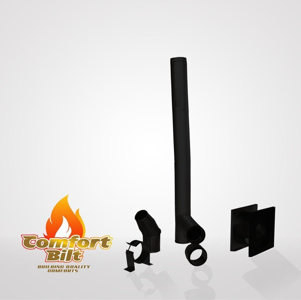 Comfortbilt Duravent 3 Inch Pellet Stove Pipe Kit - Black Matte Finish, No Elbow Included | High-Efficiency Venting for Wood Pellet Stoves & Heating Systems