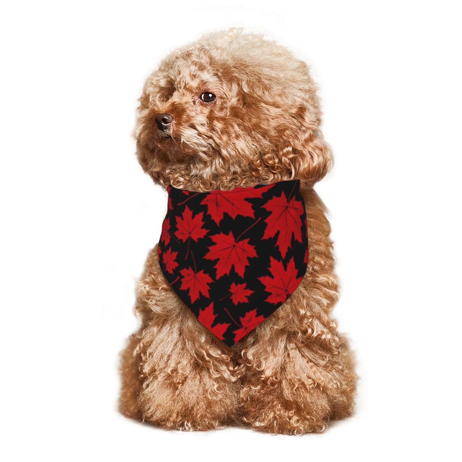 Autumn Red Maple Leaf Dog Bandana - Adjustable Pet Scarf for Medium & Large Dogs | Durable, Washable Fabric | Perfect for Fall Photos, Halloween Costumes & Seasonal Pet Accessories