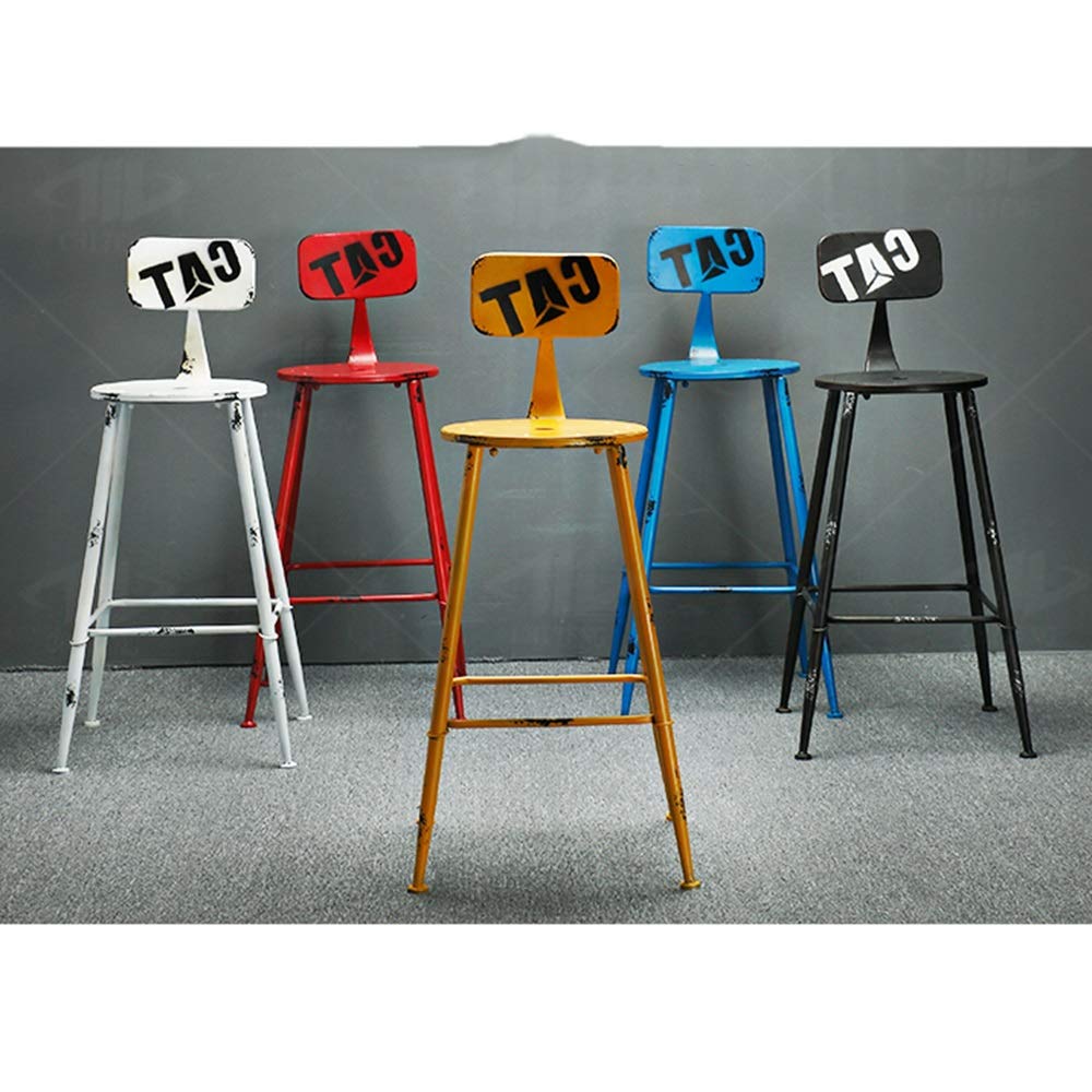Industrial Iron Bar Stool with Back - Lightweight & Sturdy Counter Stool for Kitchen, Restaurant, Cafe - 330 lbs Weight Capacity (Blue, 42x42x102cm) - Perfect for Home Bars, Dining Counters & Commercial Use