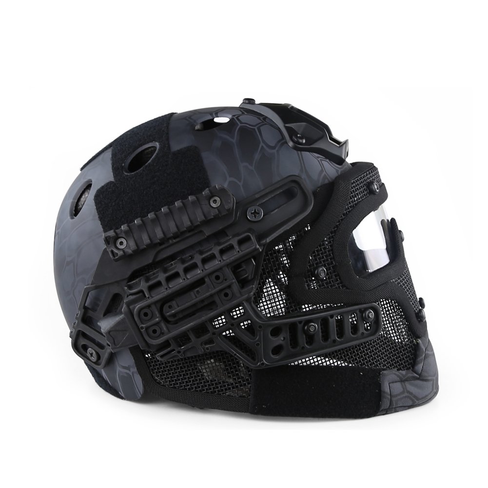 Tactical Helmet for Airsoft & Paintball - Full Face Protective Mask with MOLLE & Breathable Mesh Goggles - Ideal for Military, CS, Hunting, Cycling, Motorcycle & Outdoor Sports - Perfect for Tactical Training, Airsoft Battles & Extreme Sports Protection