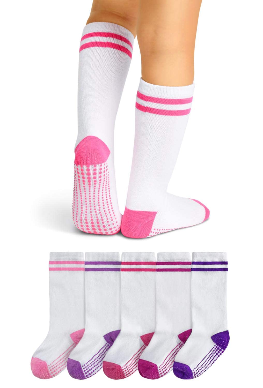 LA ACTIVE Girls Knee High Socks - Cozy Warm Cotton Uniform Sports Socks for Baby, Toddlers & Kids - Perfect for School, Dance, Sports & Winter Outfits