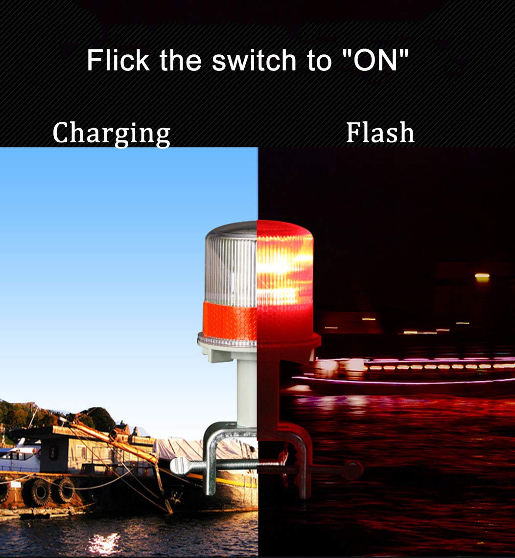 YXQ Solar LED Warning Light - Red Waterproof Beacon for Driveway Safety, Flashing Traffic Signal | Ideal for Road Construction, Parking Lots & Emergency Alerts