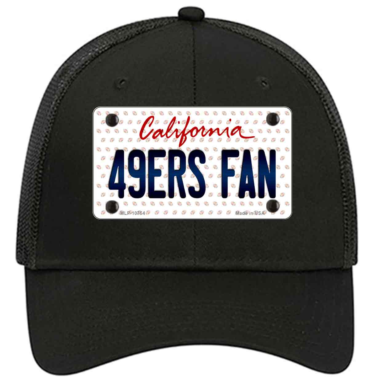 San Francisco 49ers Fan Hat - Black Mesh Adjustable Baseball Cap with License Plate Design - Perfect for Game Day, Tailgating & Sports Events