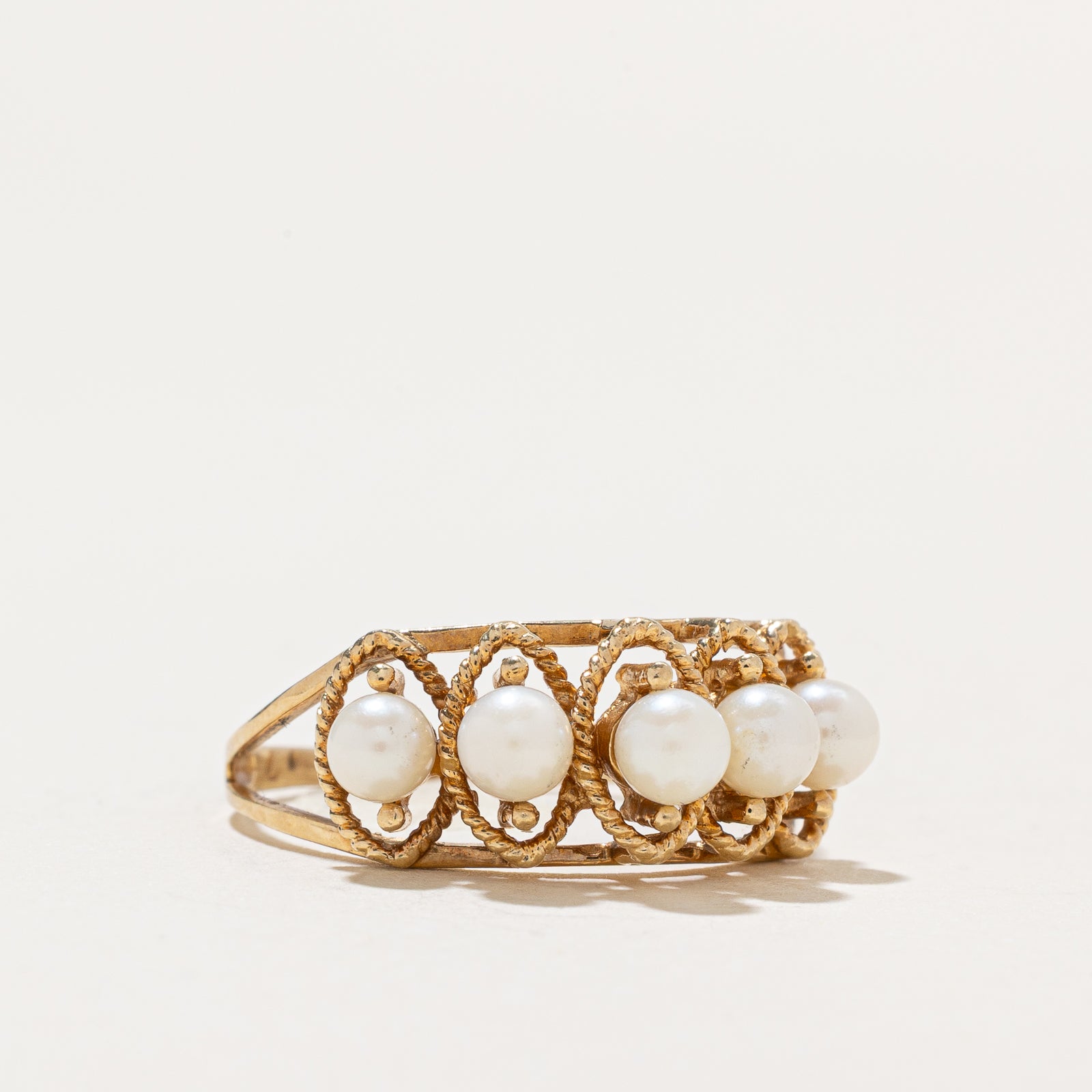 Five Stone Pearl Ring - Size 7.25 | Elegant Pearl Jewelry for Women, Perfect for Weddings, Anniversaries & Special Occasions