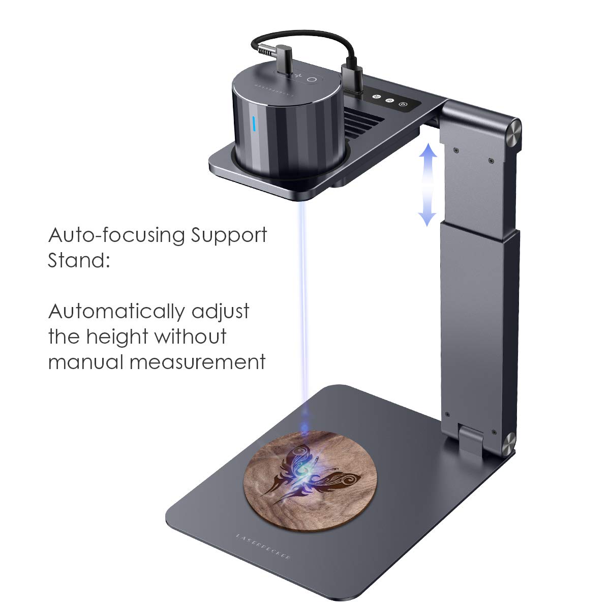 LaserPecker Electric Supporting Stand for L1/L1 Pro - Auto Focus Laser Engraver Accessory with Distance Adjustment | Portable & Foldable Design | Perfect for DIY Crafts, Wood Engraving & Metal Marking (Laser Unit Not Included)