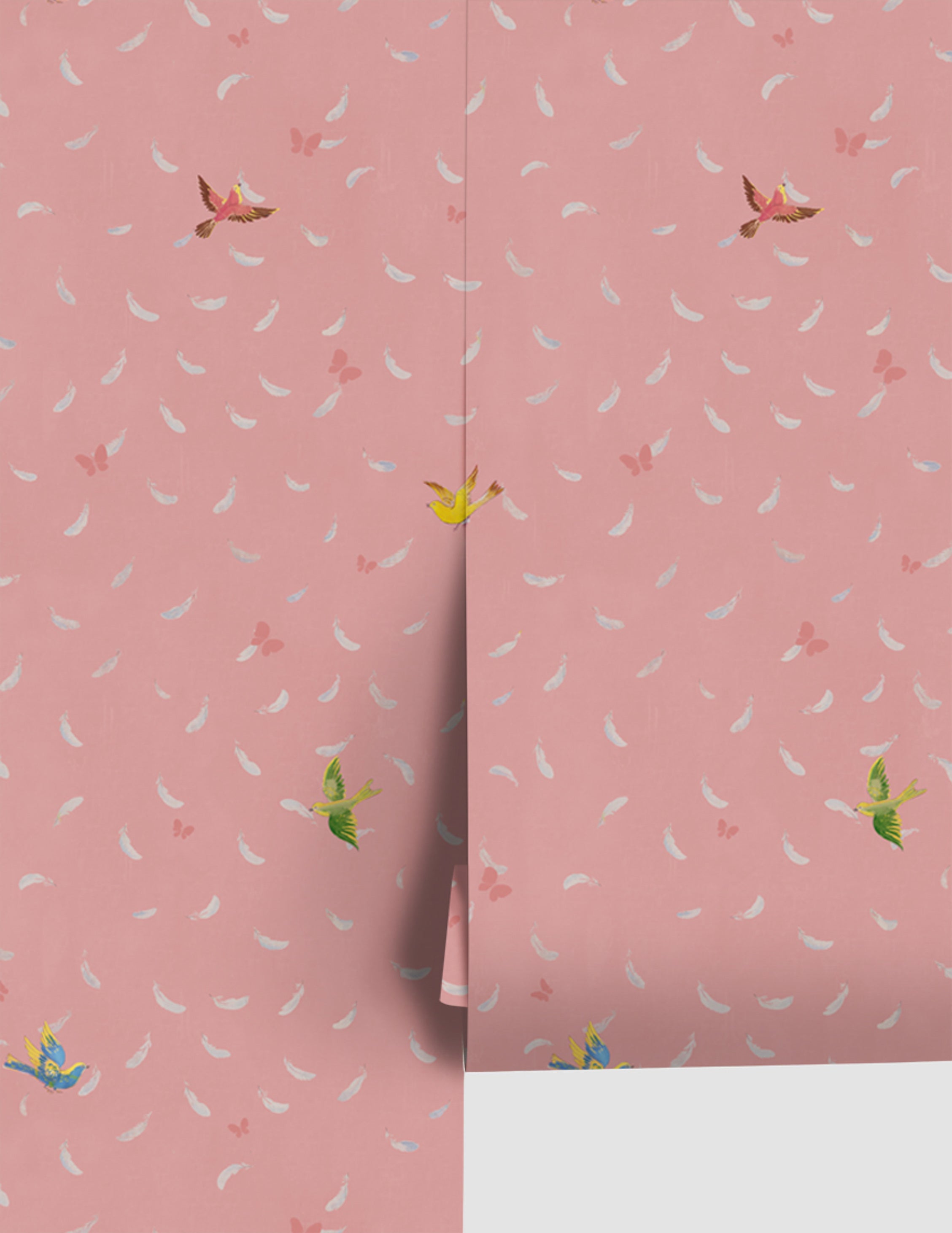 Feathers Wallpaper by Paule Marrot - Vintage French Floral Design Peel & Stick Wallpaper - Perfect for Bedroom, Nursery, and Home Decor