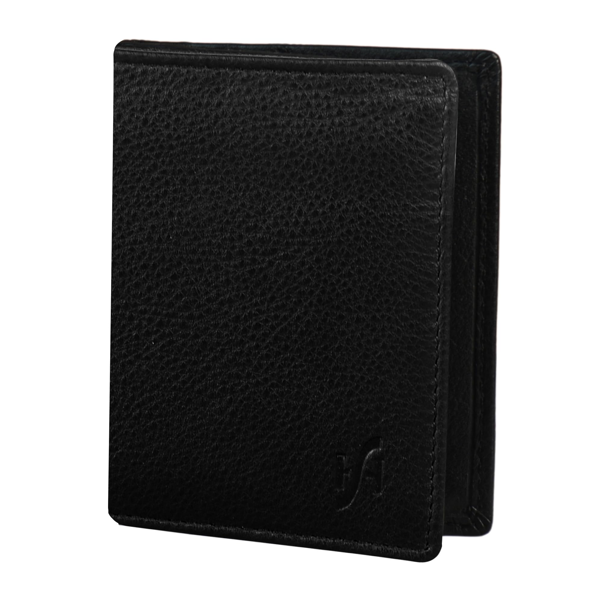 Ultra Slim Men's Nappa Leather Credit Card Holder - Minimalist RFID Blocking Wallet for Business & Travel - Black