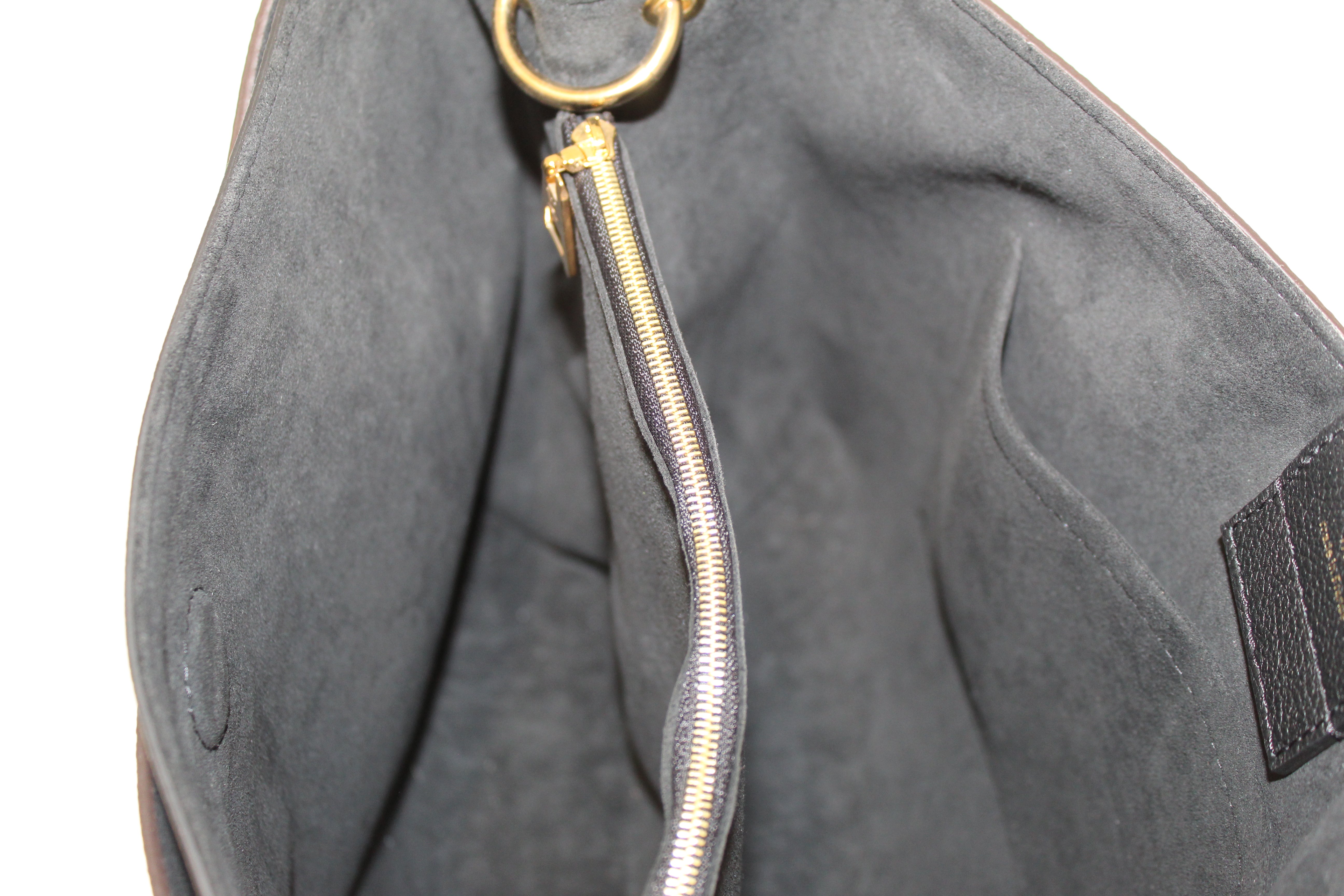 Authentic Louis Vuitton Damier Ebene Canvas Riverside Bag with Black Leather Trim - Luxury Designer Handbag for Women, Perfect for Work, Travel & Everyday Use