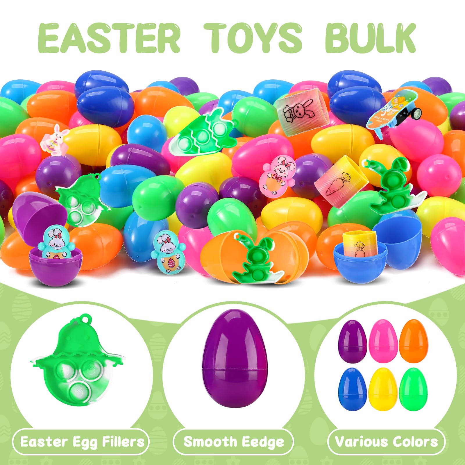 30Pcs Plastic Easter Eggs Fillers with Small Toys - Bulk Easter Basket Stuffers for Kids, Party Favors, Goodie Bags & Classroom Treasure Box Gifts - Perfect for Easter Egg Hunts, School Rewards & Holiday Celebrations