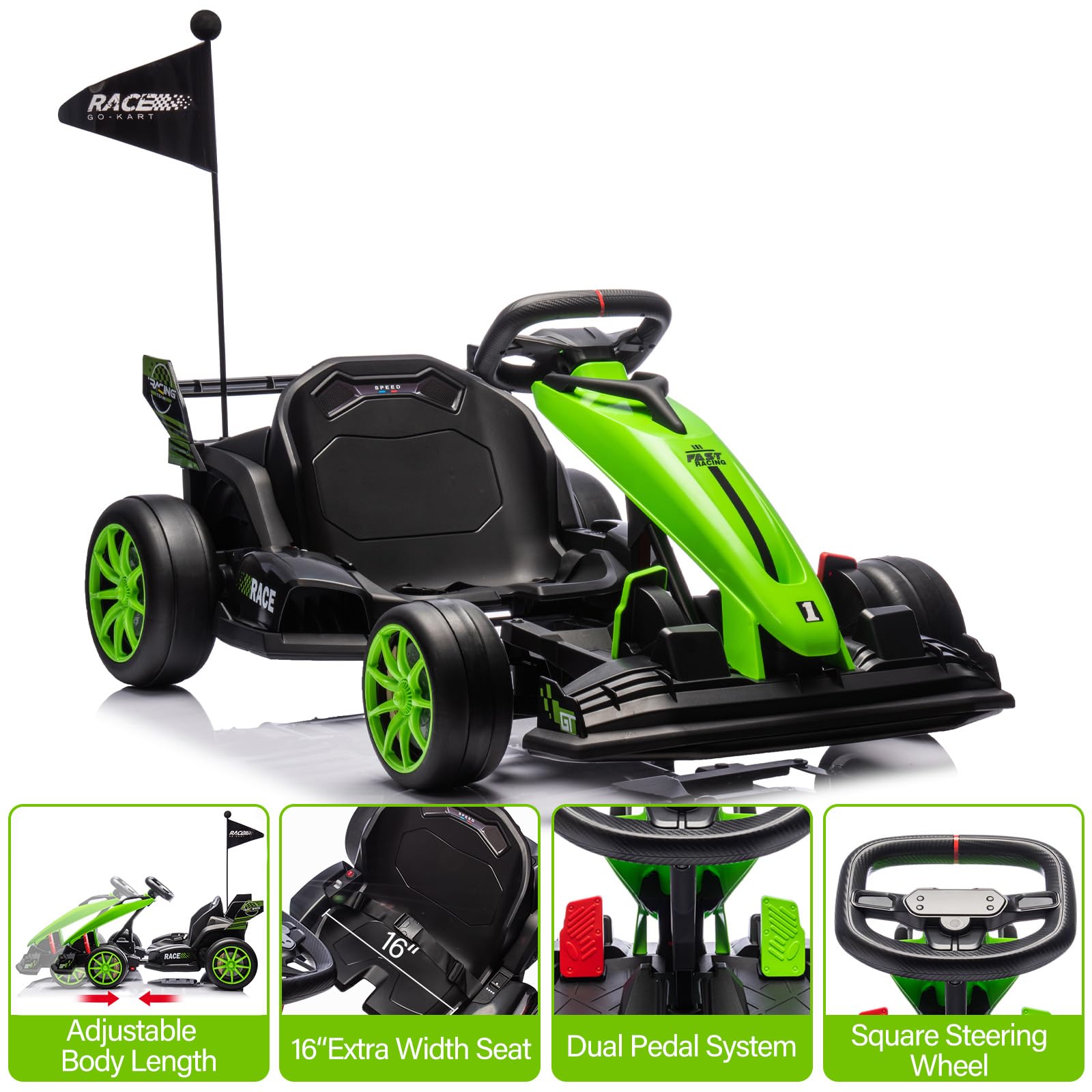 24V Kids Electric Go Kart Toy for Ages 6-12 Years - High-Speed Ride-On Car for Outdoor Play and Backyard Fun