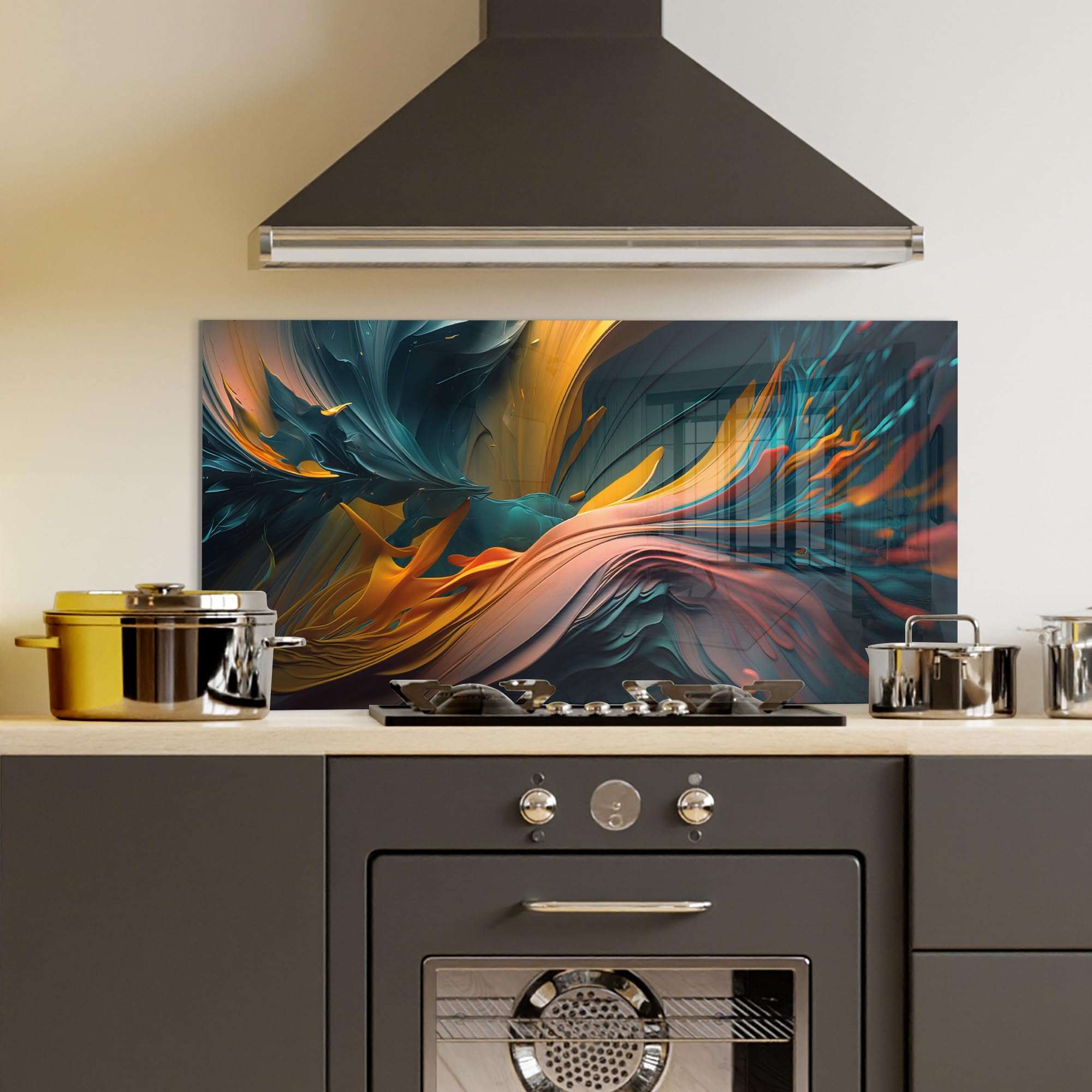Premium Tempered Glass Kitchen Backsplash - 30x16 Inch (76x40cm) Heat-Resistant Stove Splash Guard, Easy-to-Clean Splashback Tile for Sink & Countertop - Modern Home Wall Decor for Stylish Kitchen Protection
