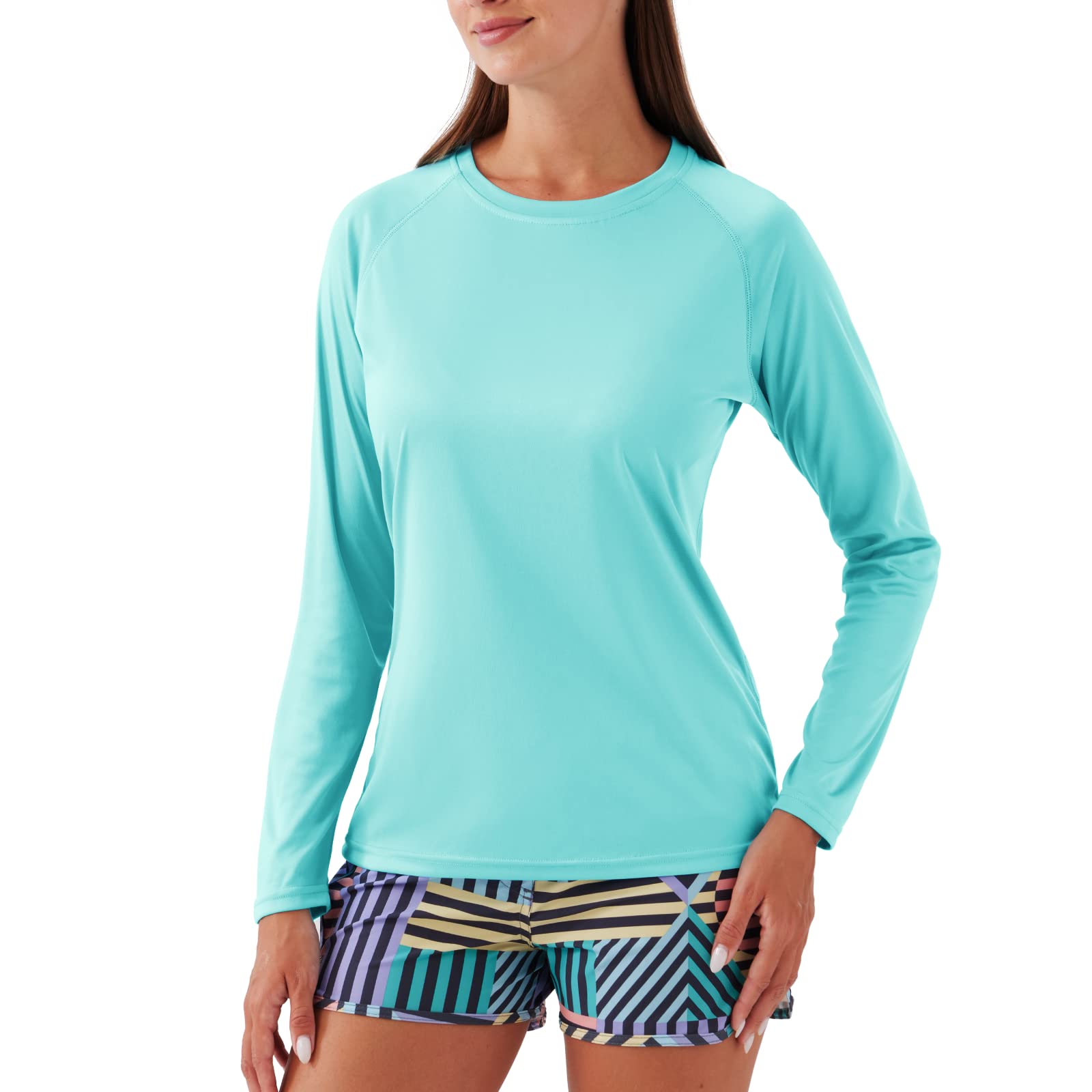 NAVISKIN Women's UPF 50+ Sun Protection Long Sleeve Rash Guard Shirt - Quick Dry Lightweight Hiking & Outdoor Sports Shirt for Swimming, Surfing, Yoga, and Beach Activities
