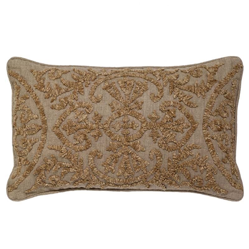 Linen Boucle Embroidery Rectangle Pillow Cover - 18x18 Inch Decorative Cushion Case for Sofa, Bed, Living Room & Home Decor