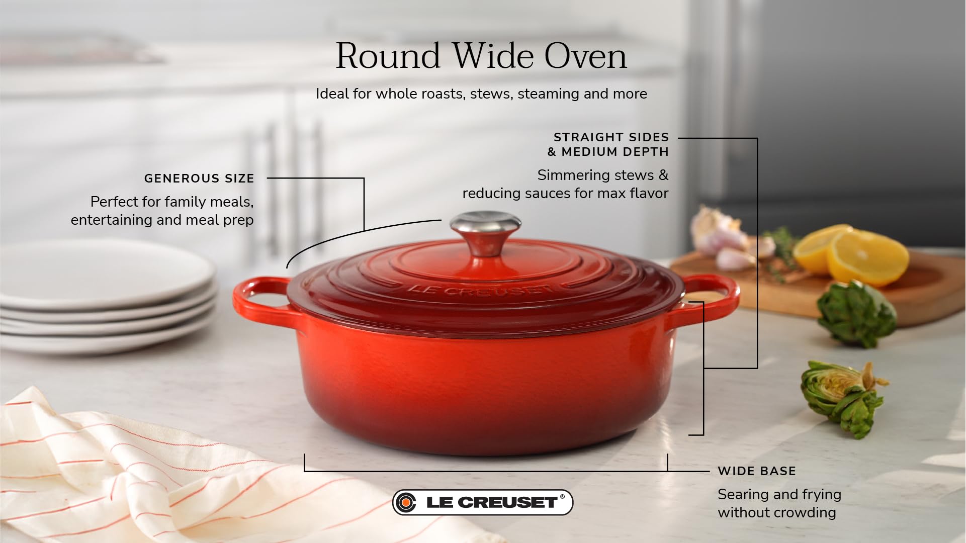 Le Creuset Signature Enameled Cast Iron Dutch Oven 6.75 Quart - Artichaut Green, Wide Round Pot for Braising, Stewing & Baking - Perfect for Soups, Bread & Family Meals
