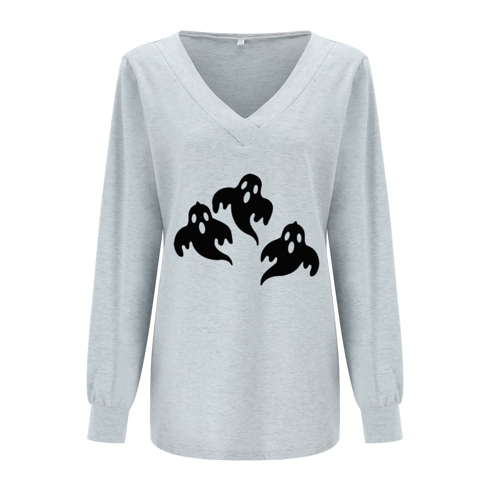 Plus Size Women's V-Neck Printed T-Shirt - Casual Long Sleeve Tunic Top for Autumn & Winter | Comfortable Loose Fit Blouse for Work, Travel & Everyday Wear