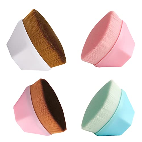 Premium Kabuki Makeup Brush Set - 4pcs Flat Top Foundation Brushes with Storage Case for Flawless Liquid & Powder Makeup Application | Perfect for Professional Makeup Artists & Beginners | Home, Travel & Salon Use