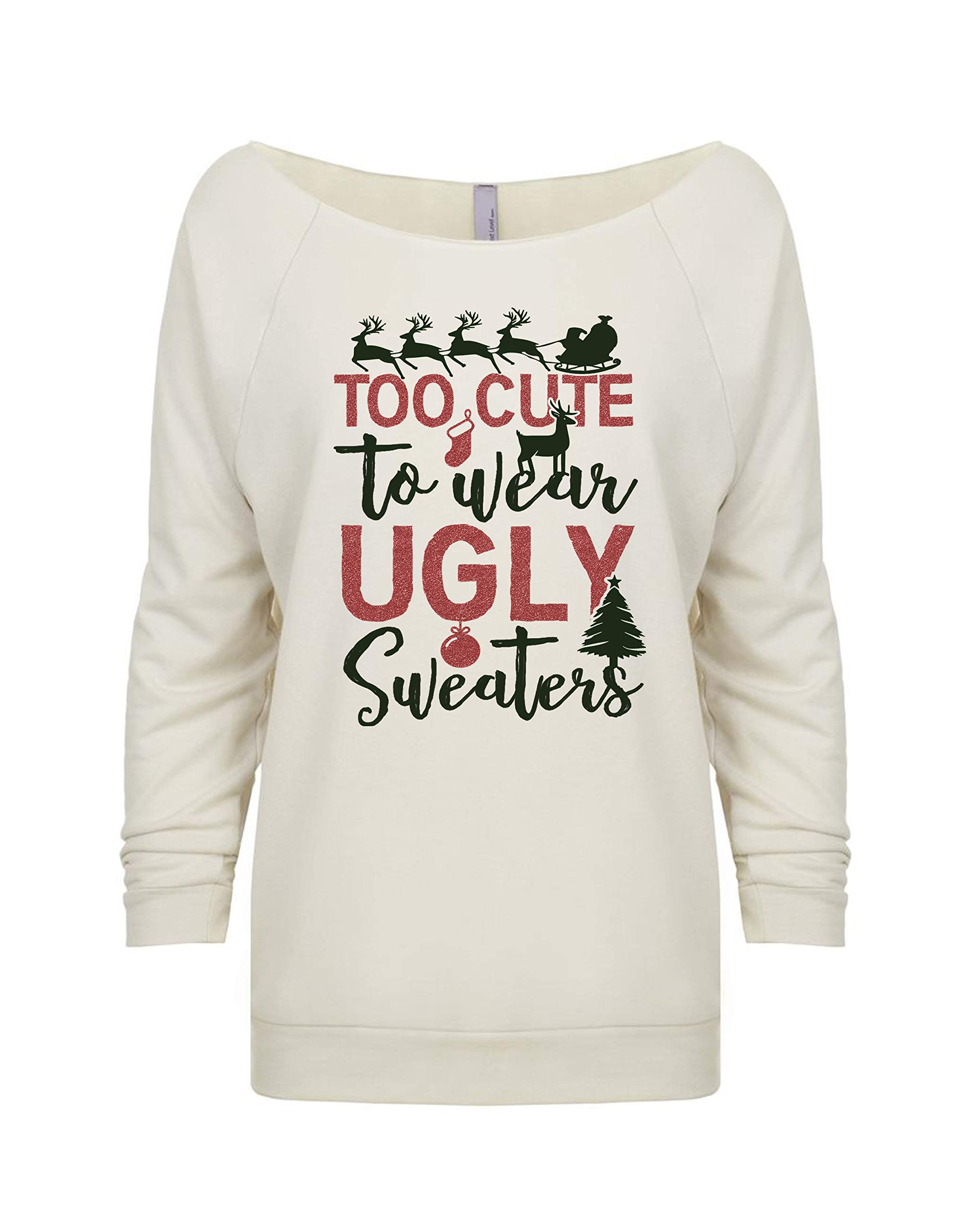 Funny Christmas Party Hoodies - 'Too Cute To Wear Ugly Sweaters' Royaltee Ugly Sweater Collection | Cozy Holiday Outfit for Xmas Gatherings & Family Photos