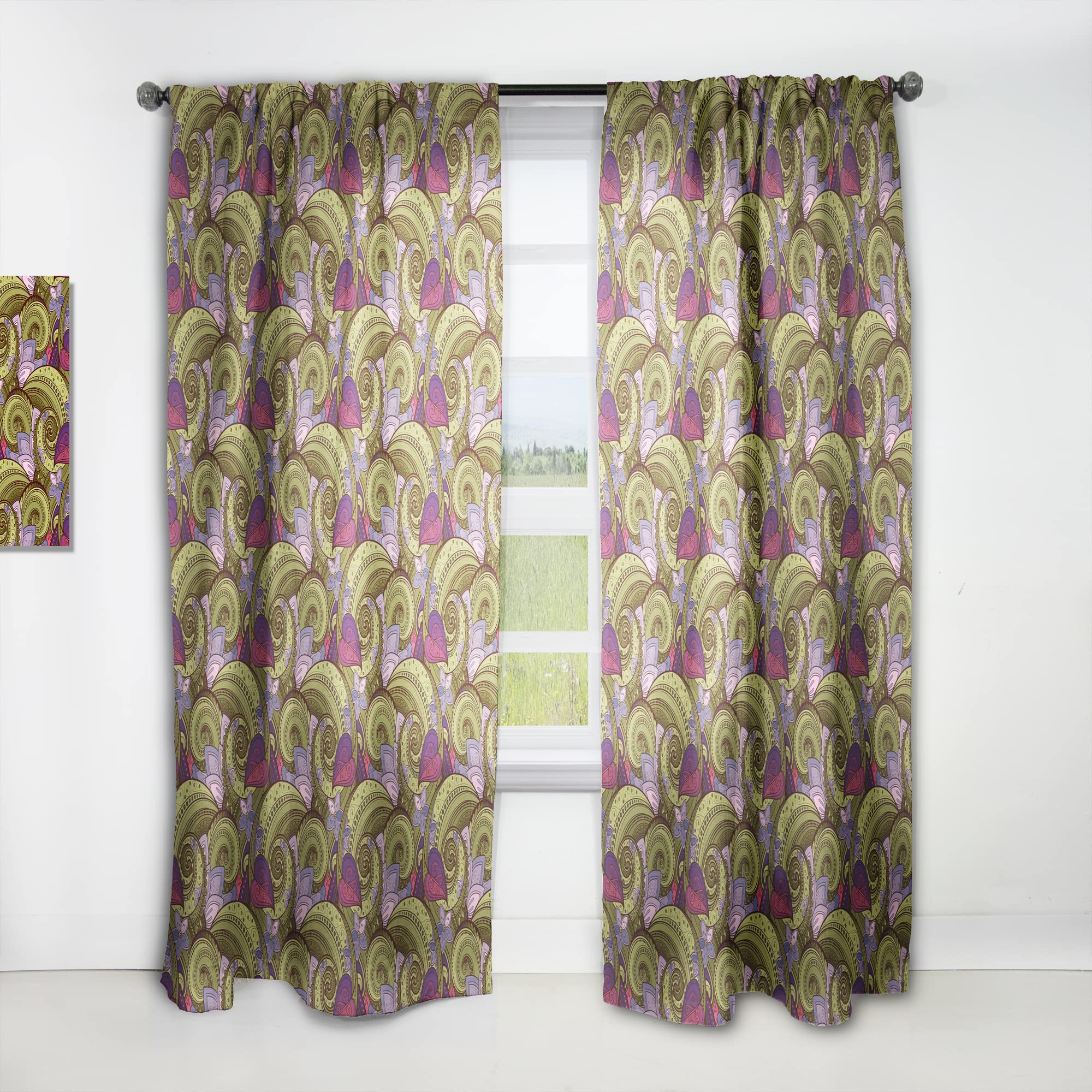 DesignQ Floral Paisley Garden Style Thermal Insulated Curtains - Single Panel 52x120 Inches - Elegant Window Treatments for Bedroom & Living Room - Perfect for Home Decor, Privacy & Energy Efficiency