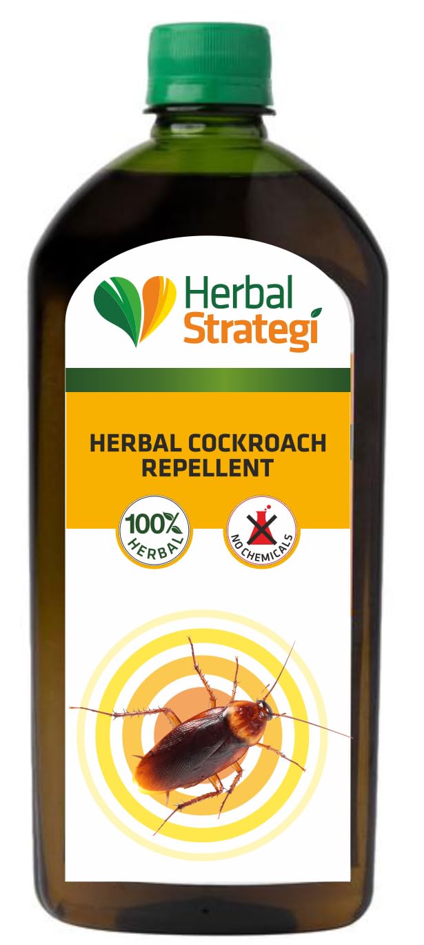 Herbal Strategi Cockroach Repellent Spray Refill - 500ml Natural Pest Control for Home, Kitchen & Bathroom - Safe & Effective Roach Deterrent
