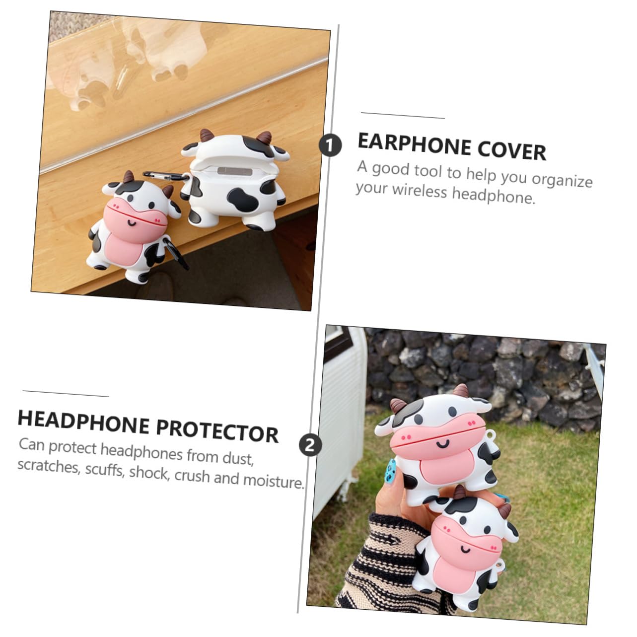 OSALADI 3-Pack Cute Cartoon Headphone Case with Storage Hole - Durable Silicone Earphone Storage Box for AirPods & Wireless Earbuds - Perfect for Travel, Gym & Daily Organization