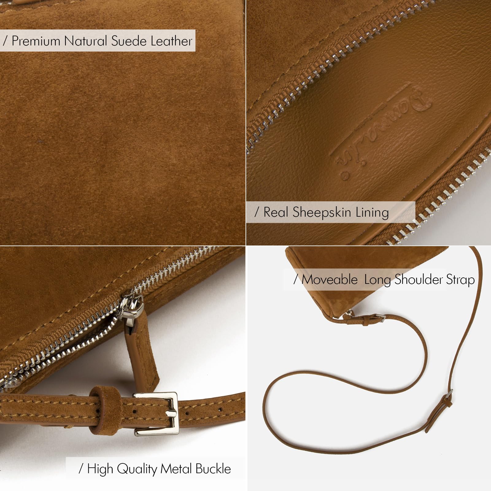 Premium Suede Leather Crossbody Bags for Women - Adjustable Strap Small Shoulder Purse & Hobo Handbag | Perfect for Work, Travel & Everyday Use