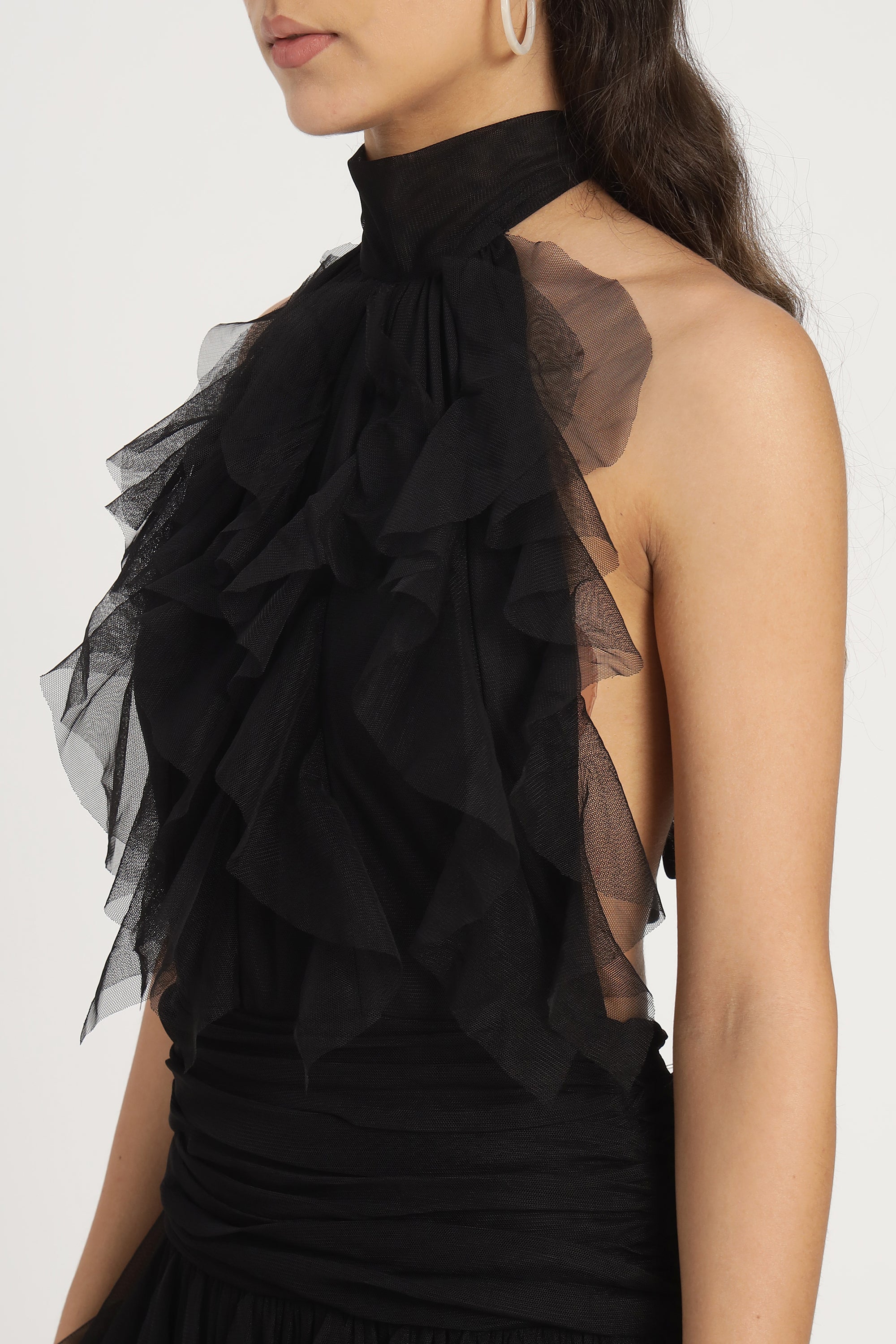 Tabitha Maxi Ruffle Dress in Black - Elegant Long Flowy Dress for Women | Perfect for Weddings, Parties & Special Occasions