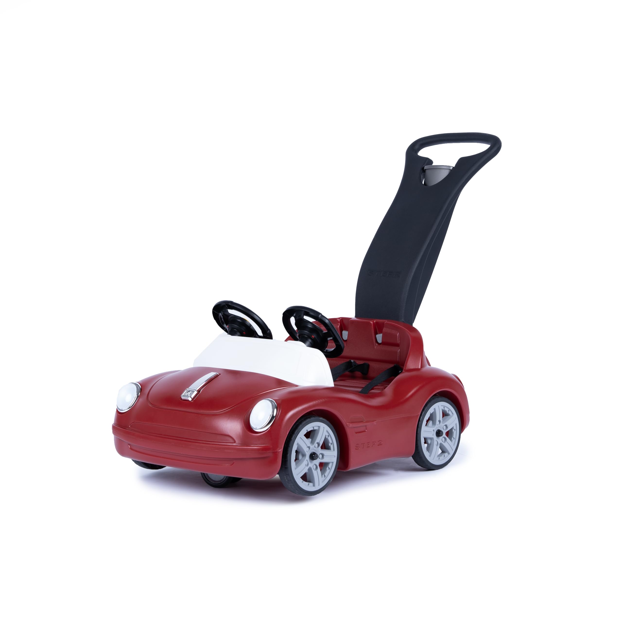 Step2 Side-by-Side Push Around Roadster - 2 Seat Toddler Ride On Car with Seat Belts & Horn | Red Push Toy for Kids 1.5-4 Years Old | Outdoor Play, Backyard Fun, Birthday Gift for Toddlers