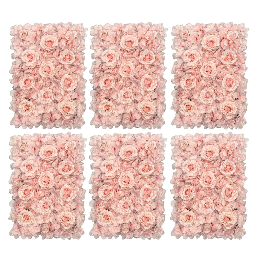 6 Pack Flower Panels for Wall Decor - 24x16 Inch Artificial Flower Backdrop for Weddings, Bridal Showers, Baby Showers & Events - Gradient Pink Floral Wall Panels | Perfect for Photo Booths, Party Backgrounds & Home Decor