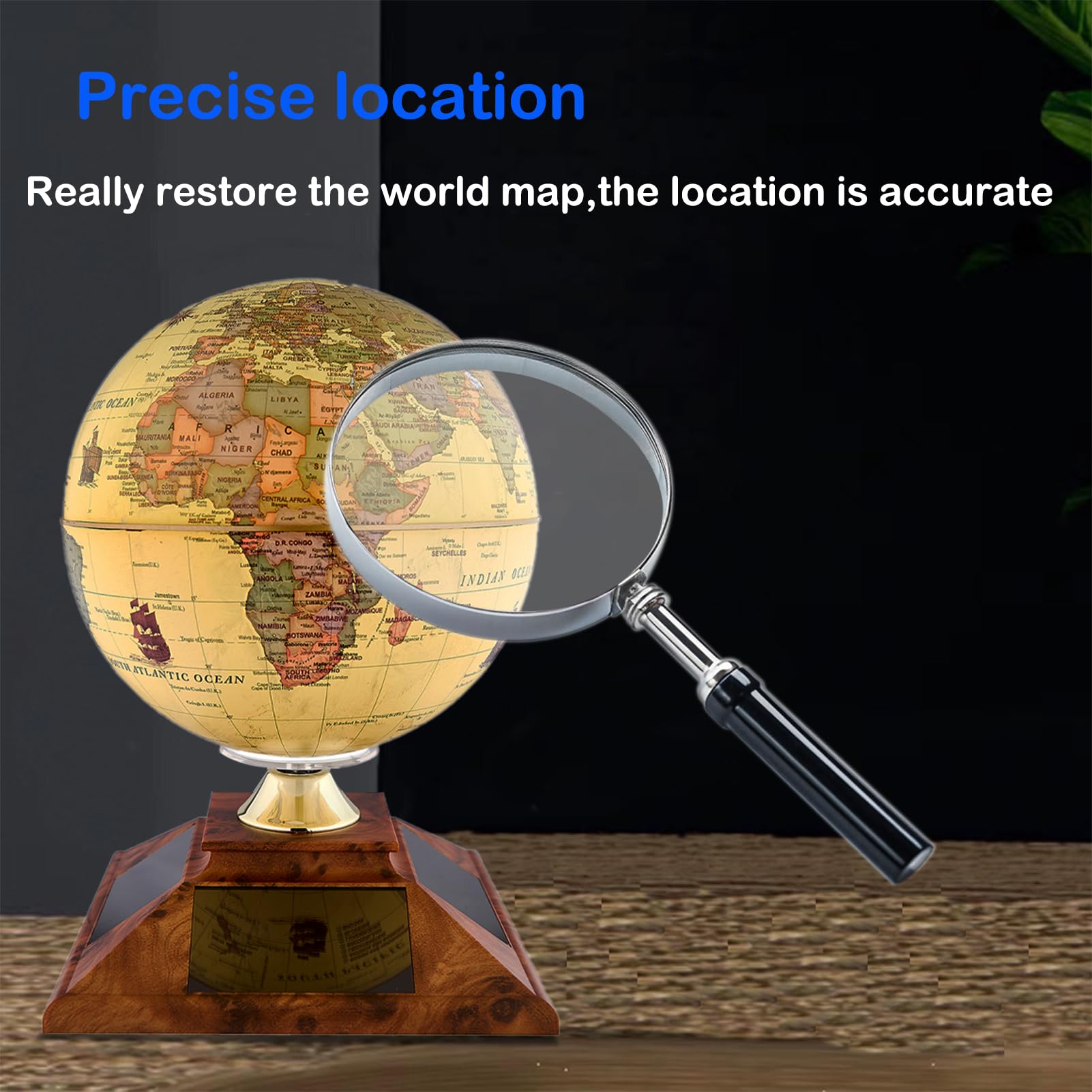 5.5 Inch Solar Powered Rotating World Globe - Educational Geographic Desktop Decor with Stand | No Batteries or Wires Needed | Perfect for Home Office, Classroom & Gift Giving (Beige)