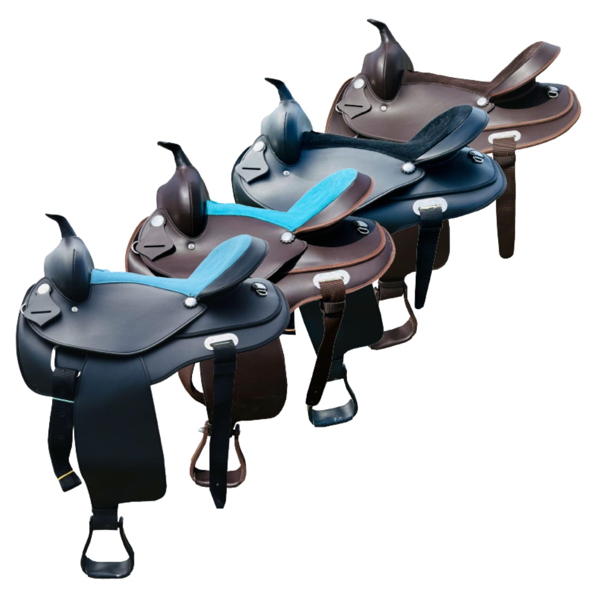 Premium Western Trail Saddle for Adults - Straight Round Design Comfortable Riding Saddle for Pleasure & Trail Riding - Perfect for Horseback Riding, Ranch Work & Outdoor Adventures