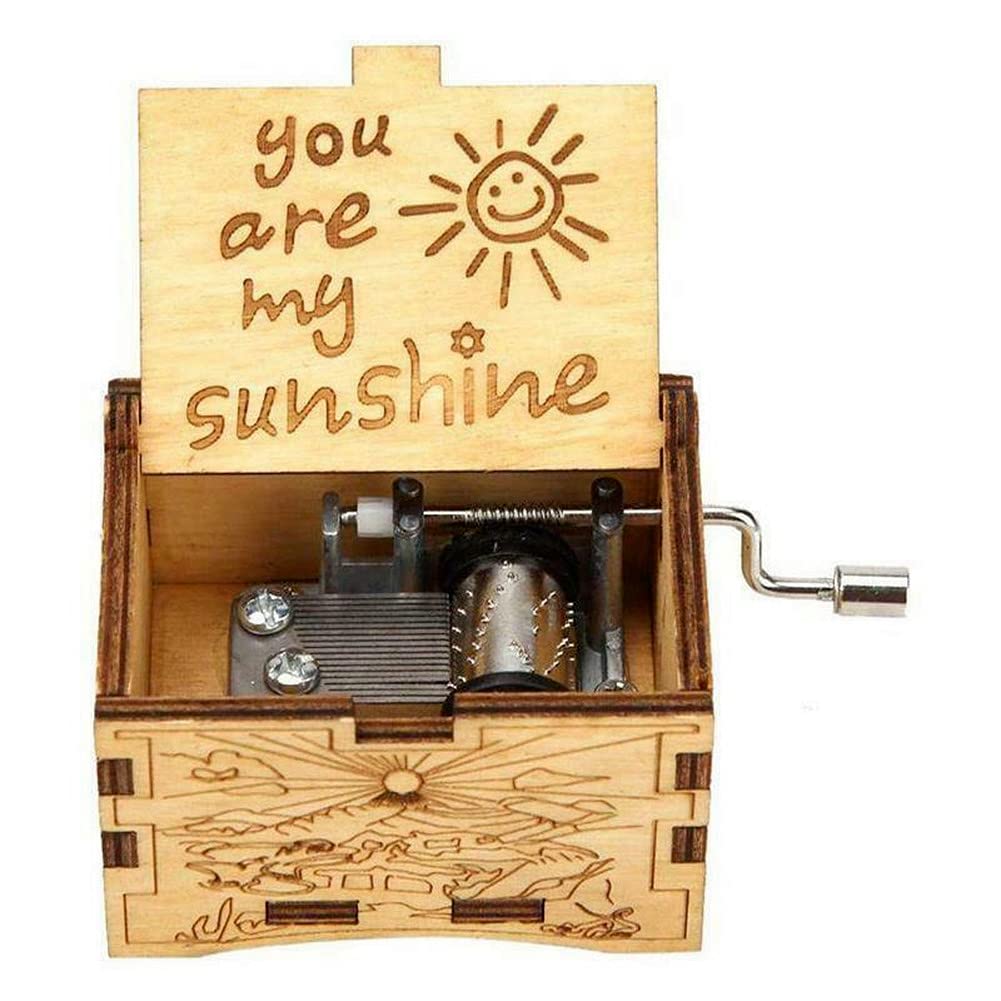 Personalized Engraved Music Box - Hand Crank Gift for Kids, Birthday & Wedding