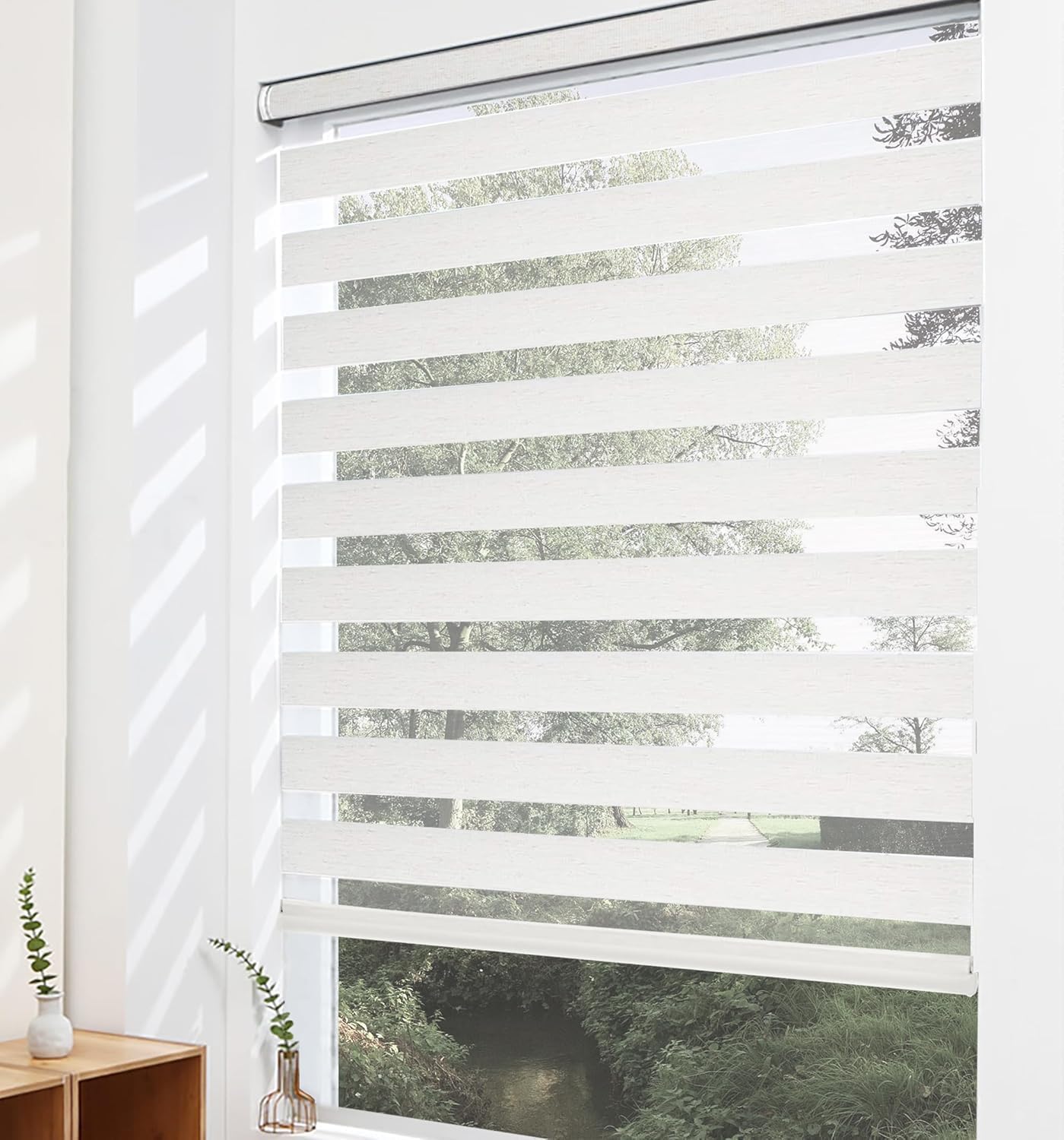 Flamax Cordless Zebra Shades - Custom Color-Matched Light Filtering Window Blinds for Day & Night Privacy | Energy-Saving Dual Layer Window Shades | Perfect for Living Room, Bedroom & Office Windows
