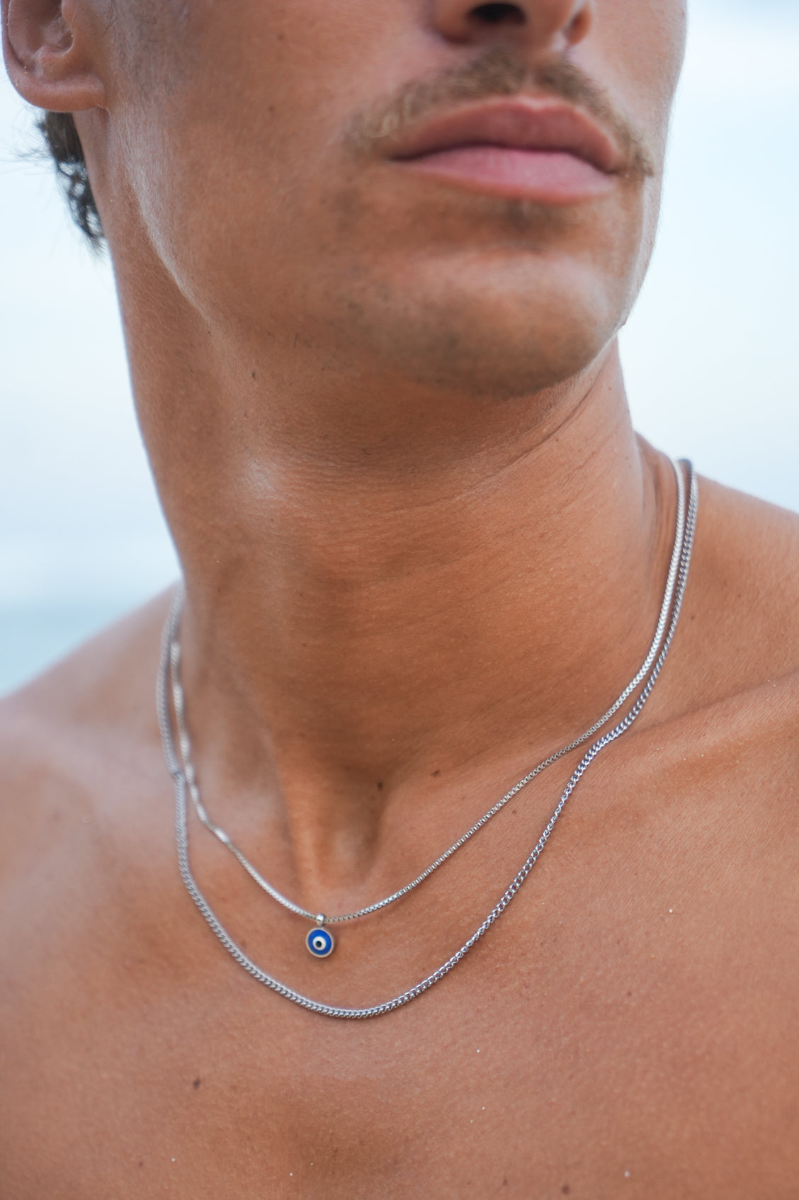 Evil Eye Necklace for Men - Stainless Steel Enamel Pendant with Adjustable Chain - Protection & Style for Everyday Wear, Gifts & Spiritual Jewelry
