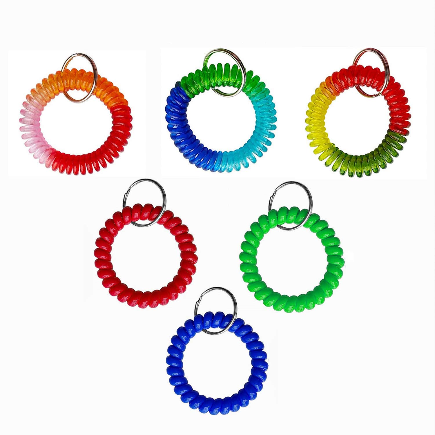 6 Pack Colorful Spring Spiral Wrist Coil Keychains - Stretchy Bracelet Key Ring for Keys, ID Badges & Gym Locks (Perfect for Kids, Teens, Events & Outdoor Activities)