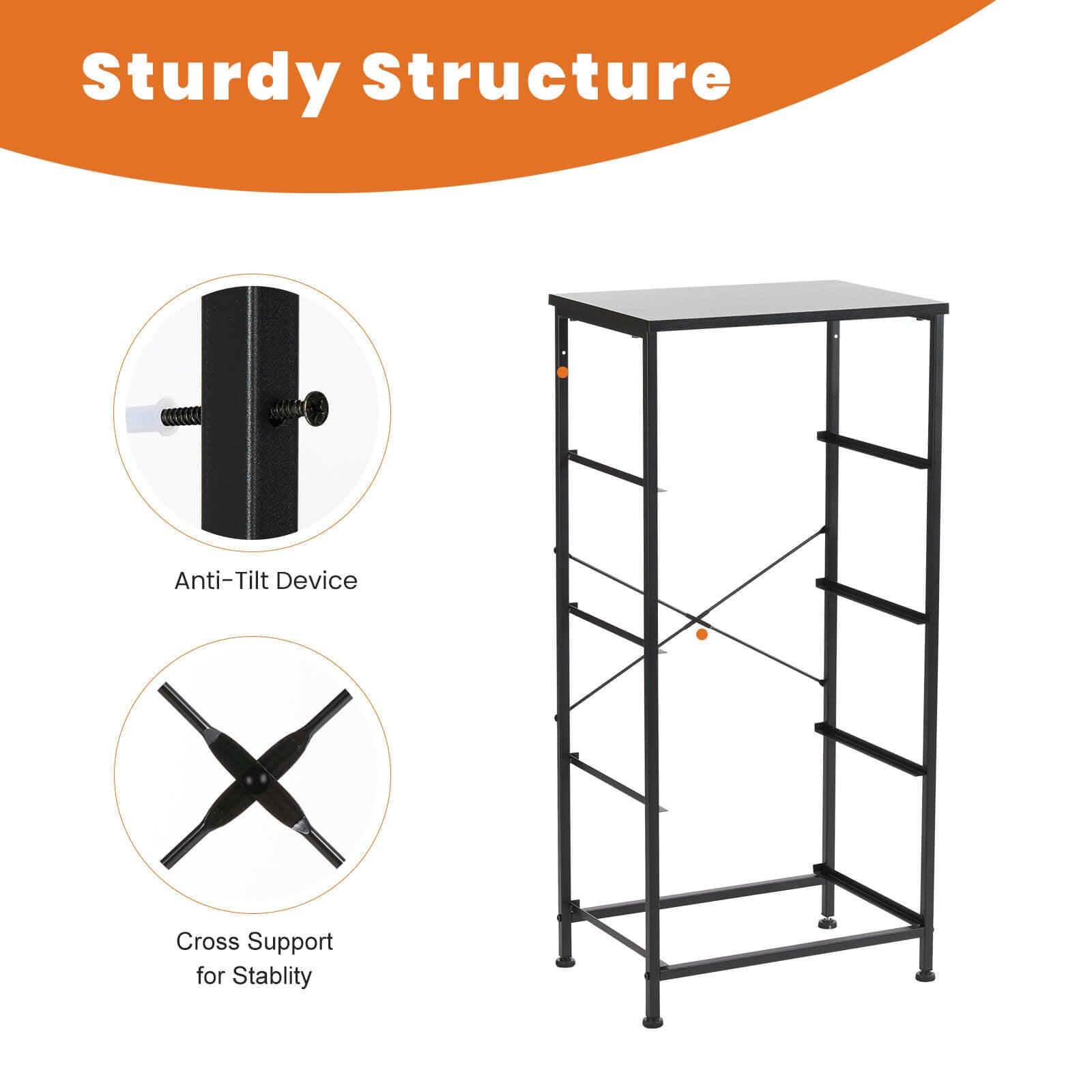 Modern 4-Drawer Dresser with Metal Frame & Wood Top - Black Chest of Drawers for Bedroom, Living Room, or Office Storage