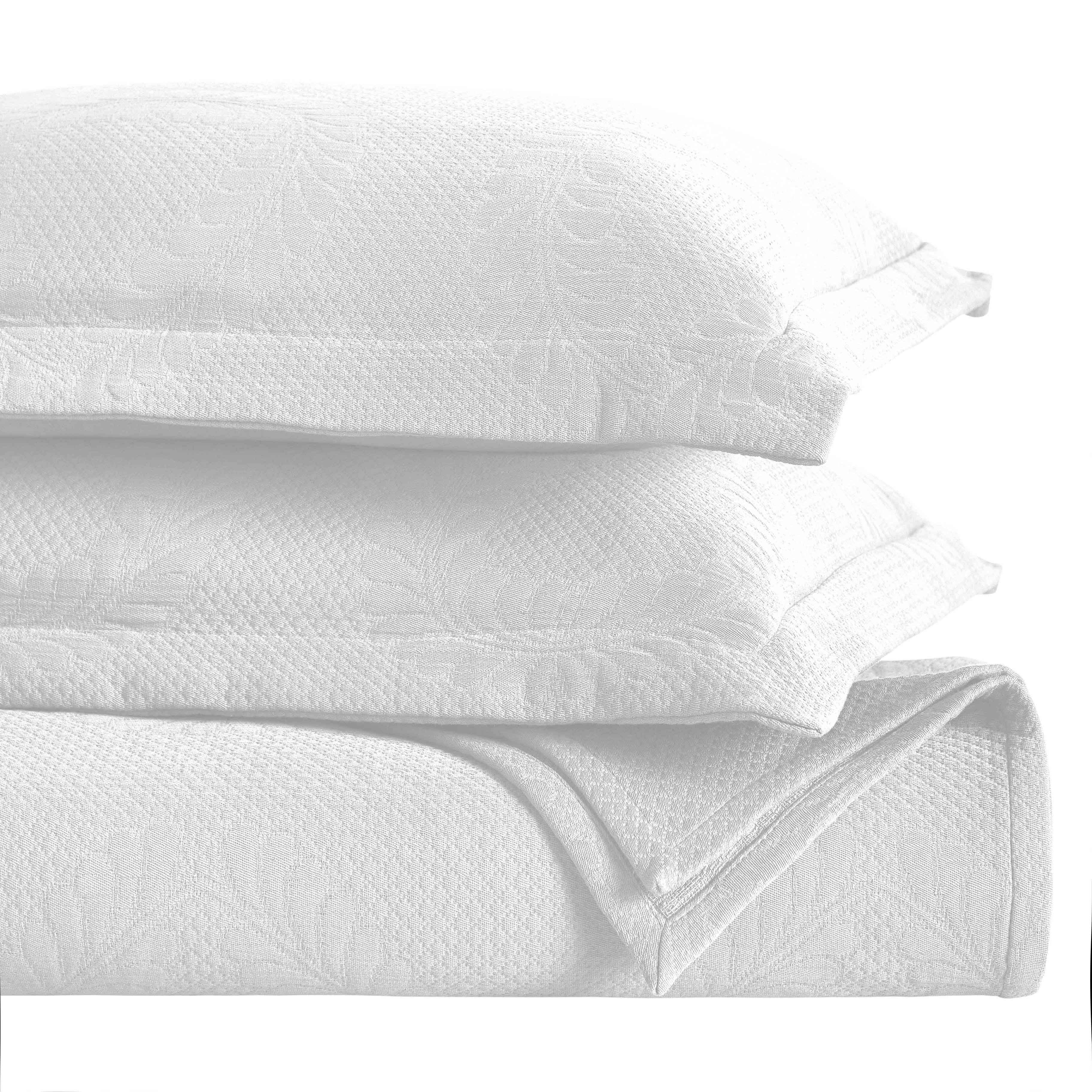Peploi Cotton Medium Weight Matelasse Bedspread & Sham Set - Queen Size, Luxury Textured Bed Cover for Master Bedroom, Guest Room & Dorm Decor