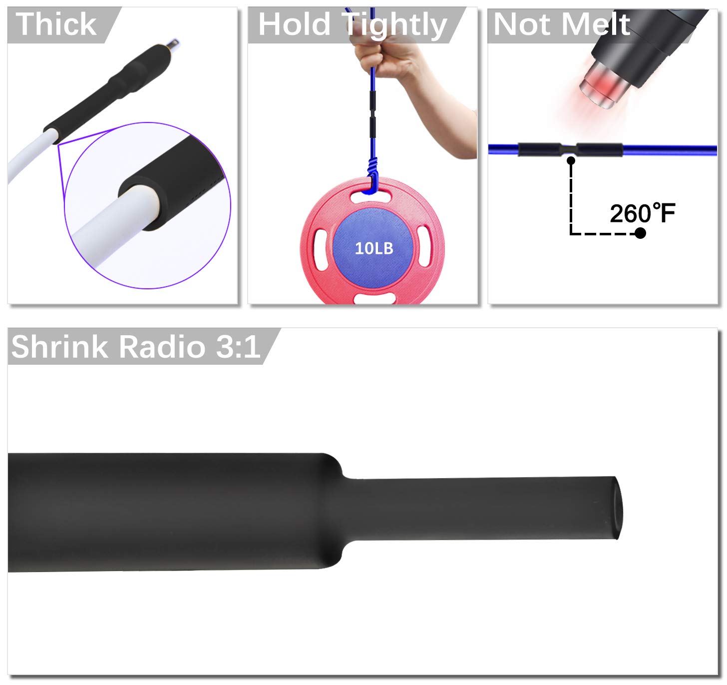 1 Inch Waterproof Heat Shrink Tubing with Adhesive Lined - 10ft Black Marine Grade Electrical Wire Shrink Wrap for Boats, Cars, and Outdoor Electronics - Waterproof Insulation for Wiring Projects
